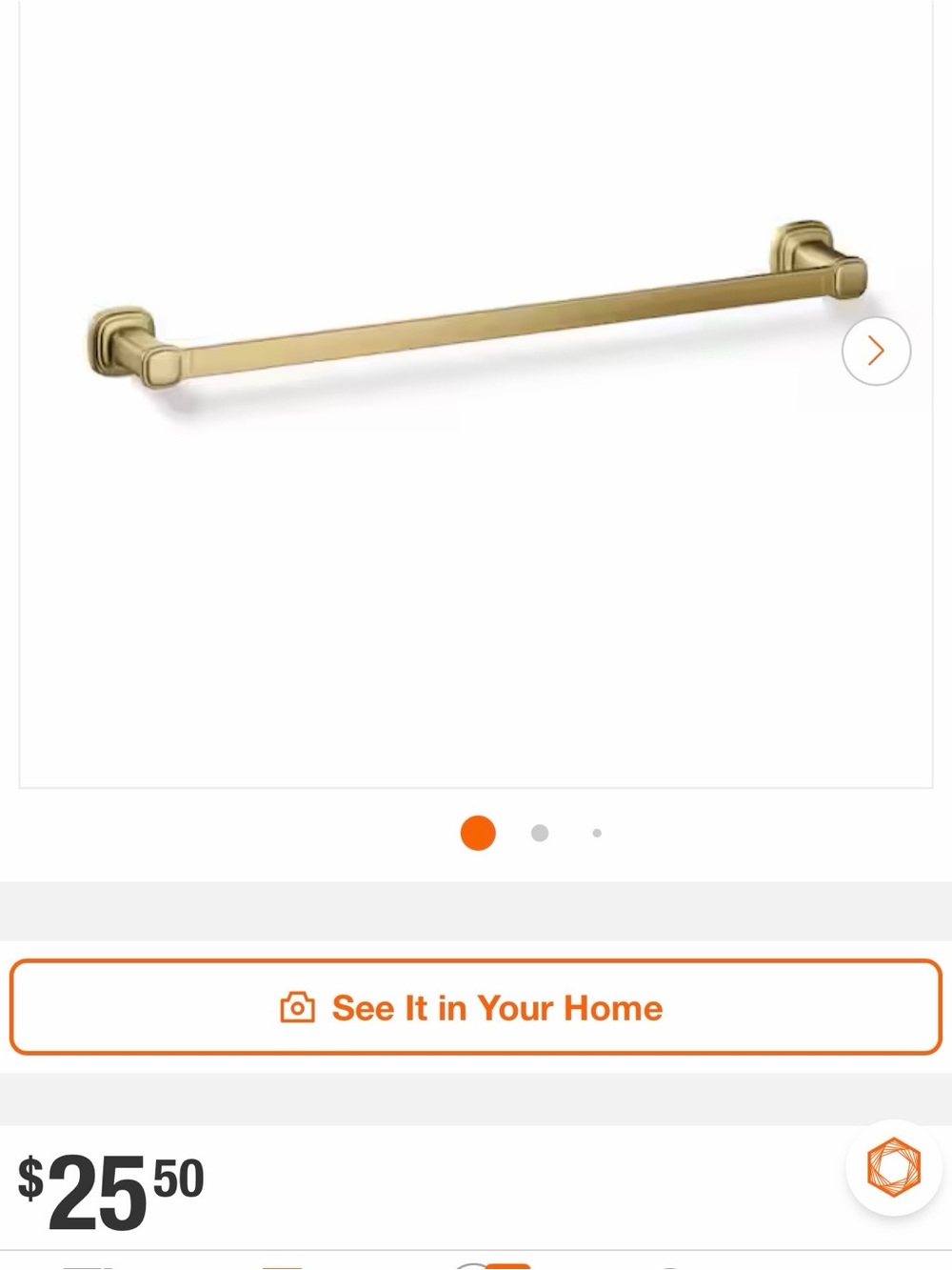 New Kohler Numista 24” Brushed Moderne Brass Towel Bar